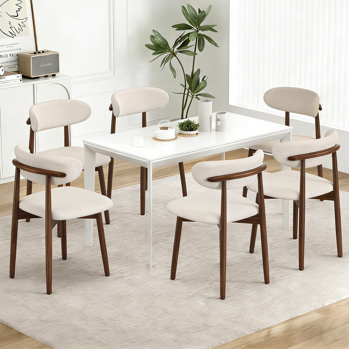 Manbaolan Solid Wood & Sintered Stone Round Dining Table – Ideal for Small Homes