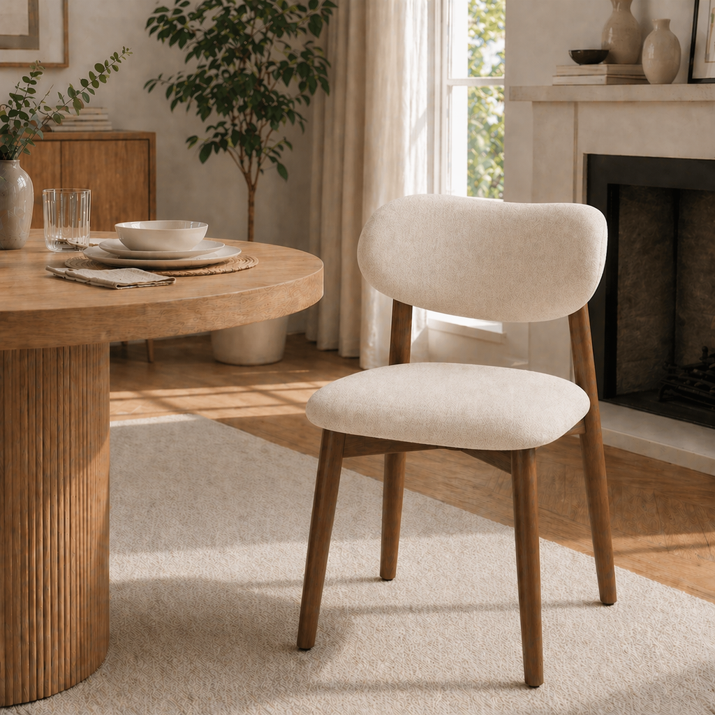 Manbaolan Solid Wood & Sintered Stone Round Dining Table – Ideal for Small Homes